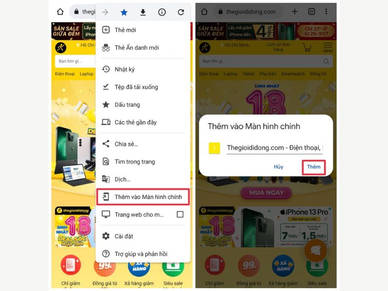 Cách ghim trang web trên Android