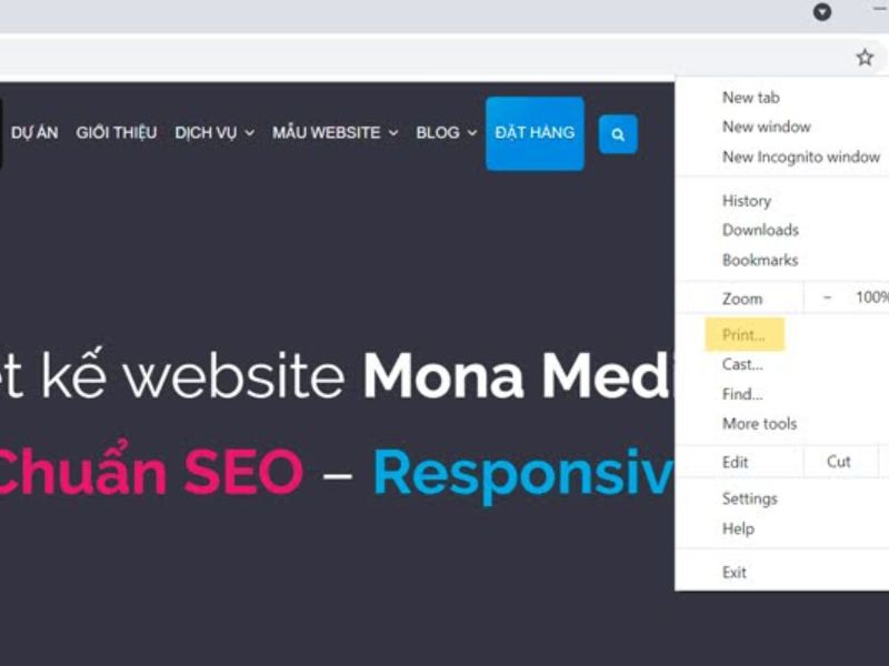 Cách in toàn bộ trang web bằng chức năng Print của trình duyệt