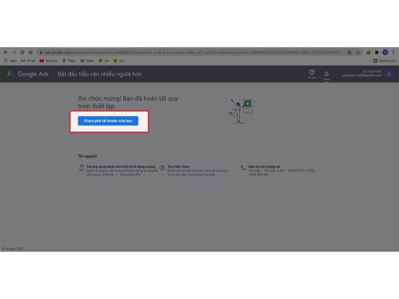 Nhấn “Khám phá tài khoản của bạn”