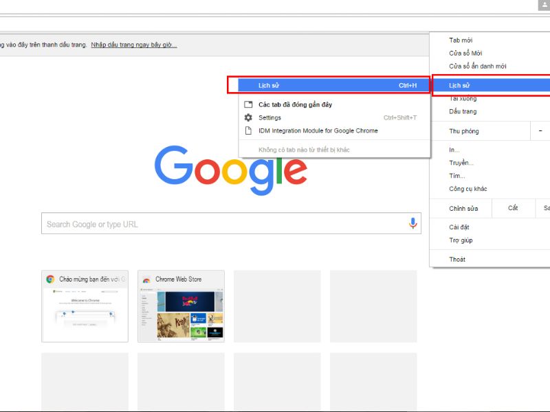 Cách xóa lịch sử trên Chrome