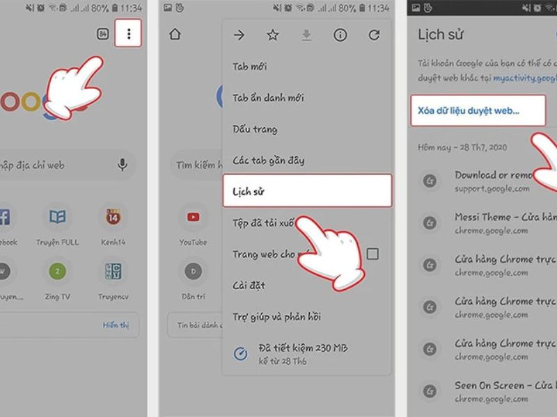 Cách xóa lịch sử duyệt web trên Android